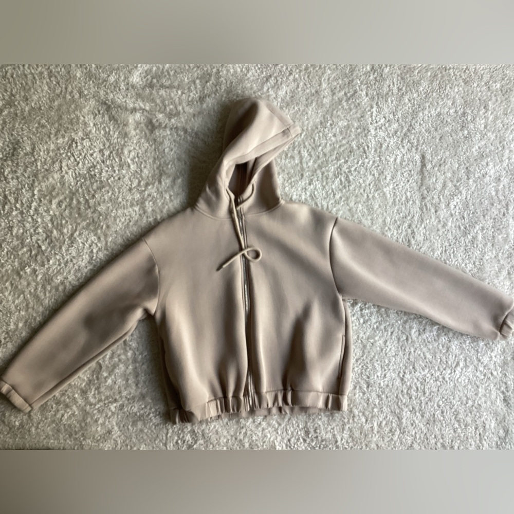 Chic Beige Hooded Jacket